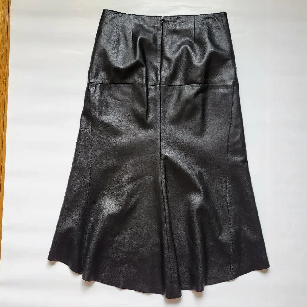 DKNY WOMENS LEATHER SKIRT HI LOW HEM SIZE 6 - Picture 9 of 13